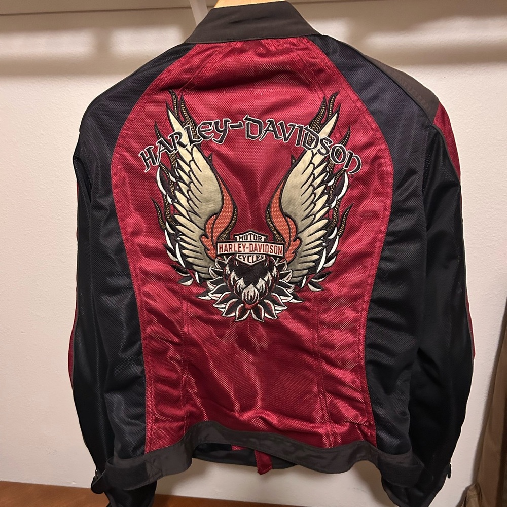 Harley-Davidson Women's Red and Black Mesh Jacket